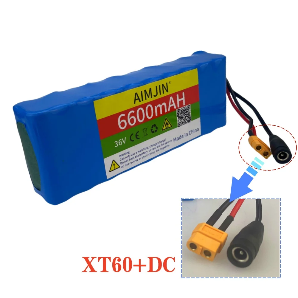 New 10S2P 18650 36V 6.6Ah lithium battery pack with built-in BMS, suitable for electric scooters bicycles ，with chargers