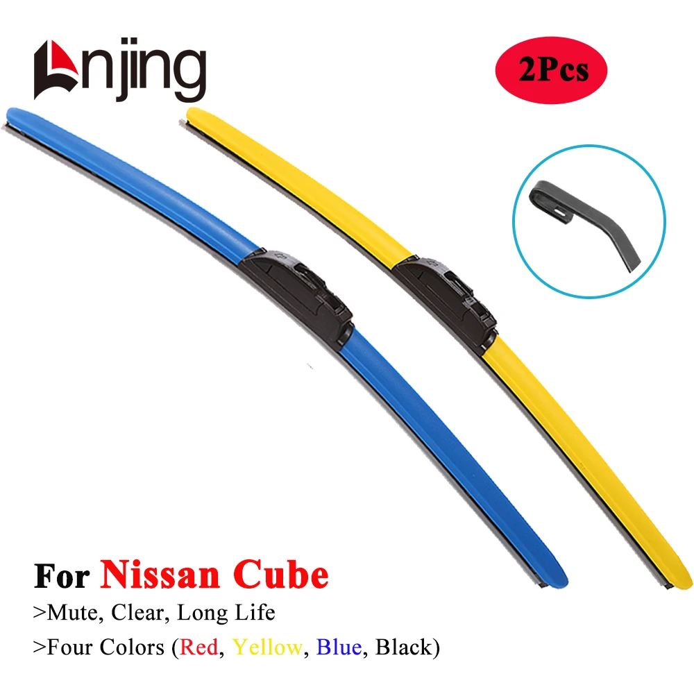 LNJING Colorful Wiper Blades For Nissan Cube Z10 Z11 Z12 Hatchback 1998 2000 2003 2005 2008 2010 2013 2014 2016 2018 2019 2021