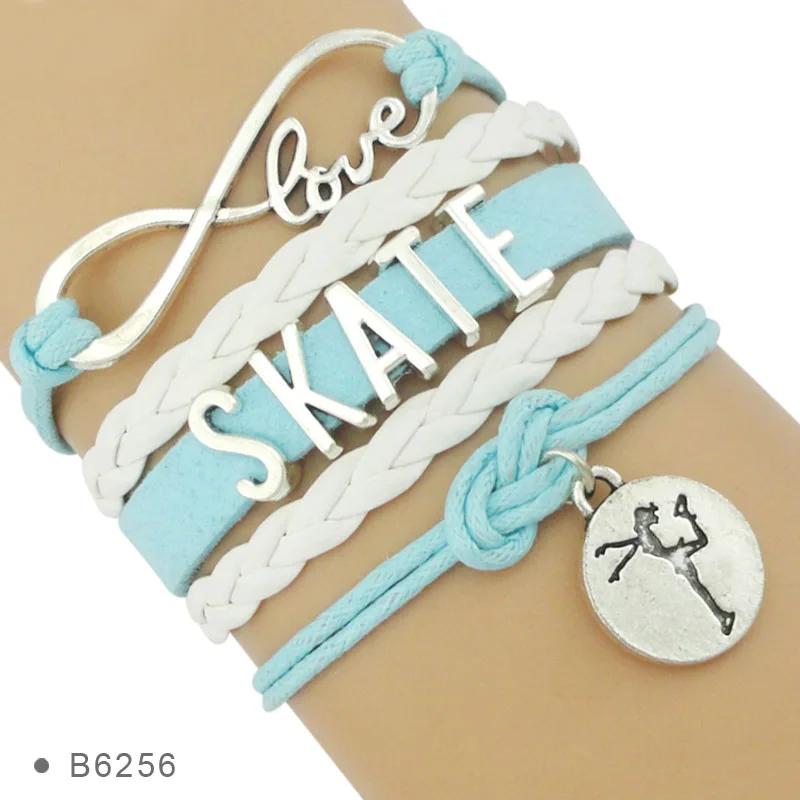 Figure Skating Skate Bracelets Infinity Love Sport Charm Handmade Jewelry Women Girl Drop Shipping Gift