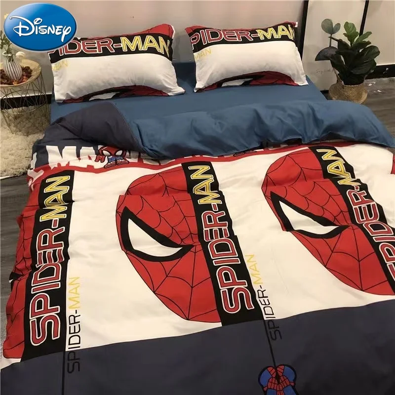 Disney Spider Man bedding sheet 3/4PCS Bedding Set Anime Printing Bed cover School Dormitory Bed Sheets for kids Bedroom gifts