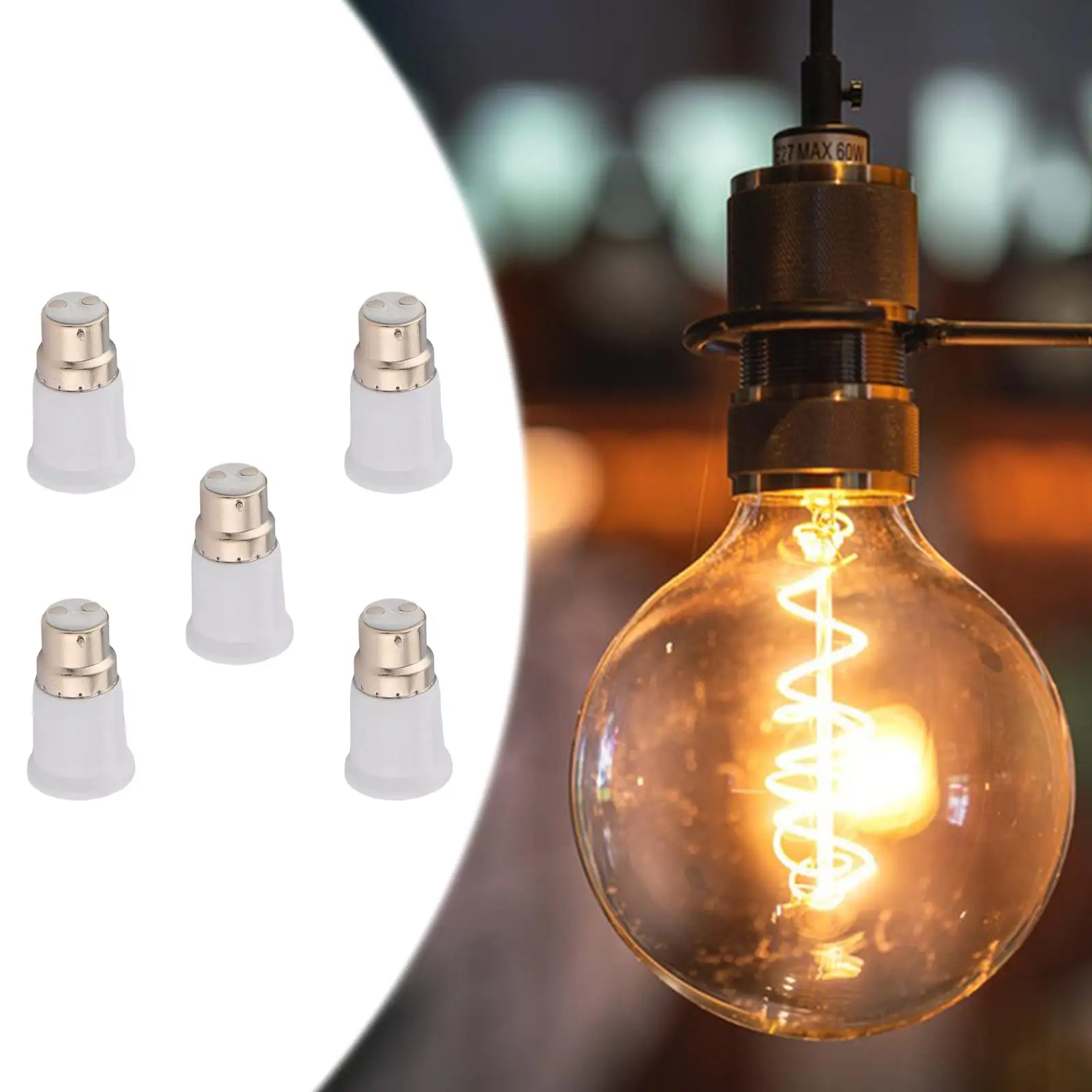5x B22 to E27 Light Bulb Converter Bulb Socket Lamp Base Socket Converter