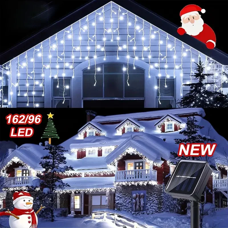 

NEW 2026 Solar Icicle lights LED Christmas Decoration Lights Waterproof Outdoor Garden Lights 8 Modes for Party Home Halloween