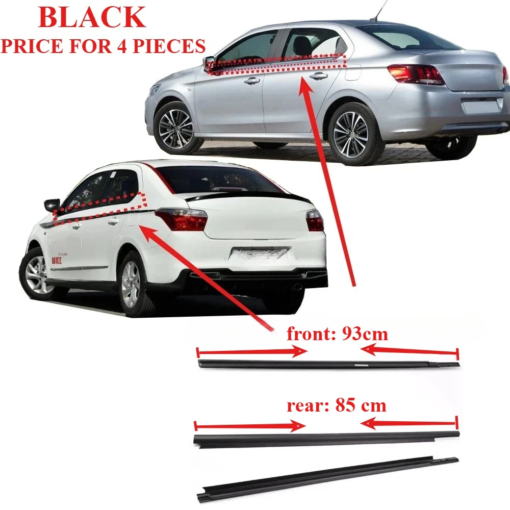 

4 Pieces Black Window Glass Rubber for Peugeot 301 2013-2017 Protect Weather Strip for Citroen Elysee 2014-2016 9805767980
