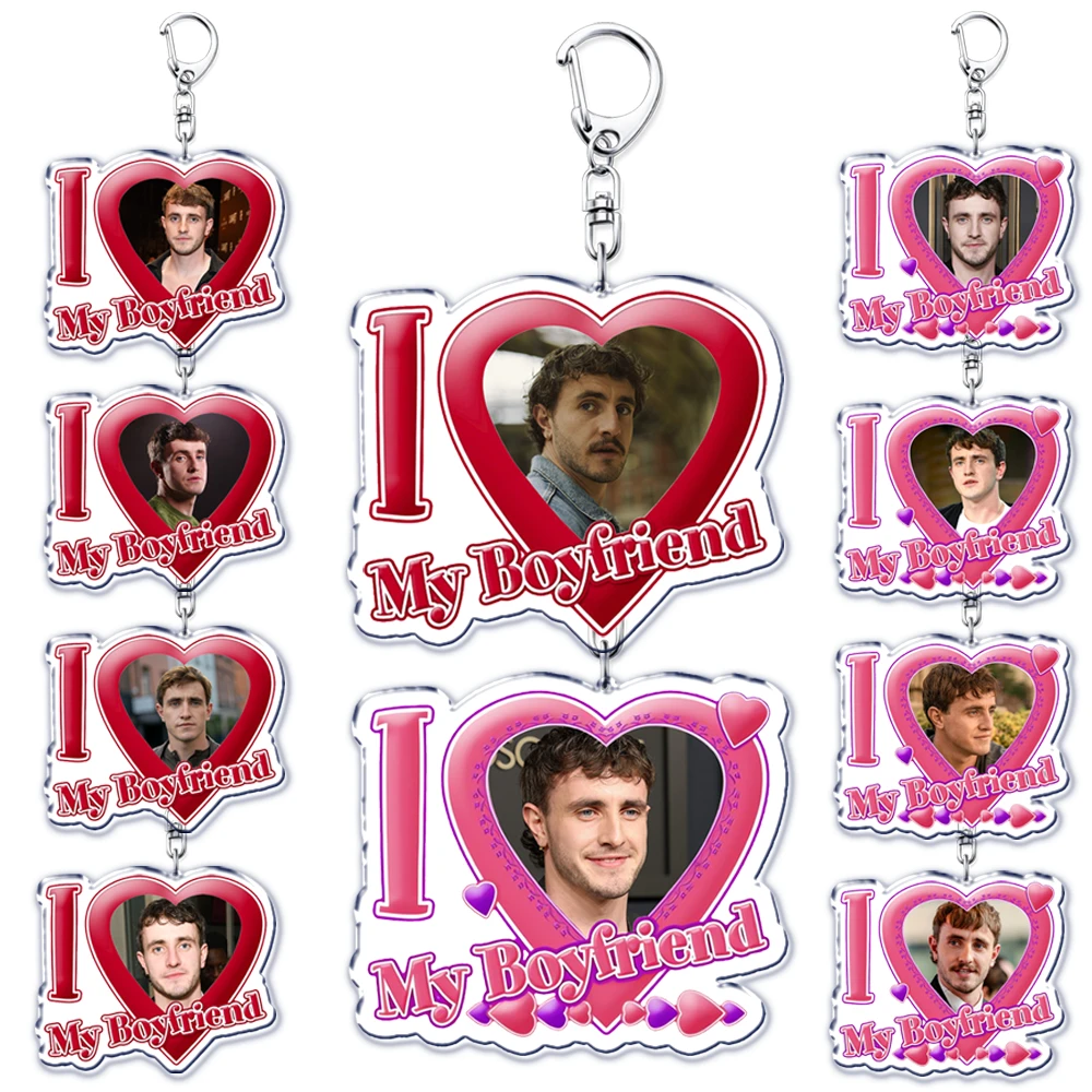 I Love My Boyfriend Heart Shape Keychain for All of Us Strangers Accessories Paul Mescal Keyring Customized Jewelry Fans Gifts