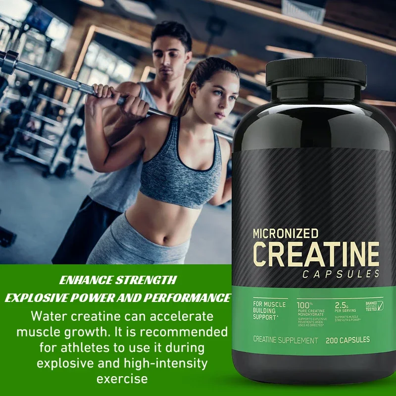 

Hydrocreatine capsule for sports and fitness to build muscle strength and strong body health food freight free