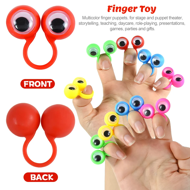 10/20pcs Colorful Finger Puppets Plastic Ring Wiggly Eyeball Kids Birthday Party Favors Goodie Bag Stuffer Pinata Fillers Toys