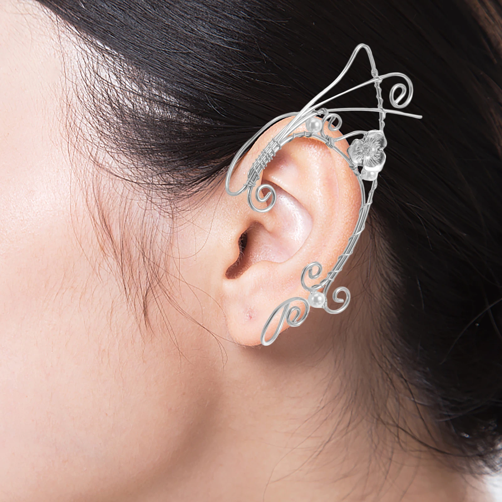 

2 Pcs Vintage Ear Cuff Lightweight Elf Ear Shape Clip On Earrings Non Piercing Jewelry Gift Cosplay Props Goth Decorations