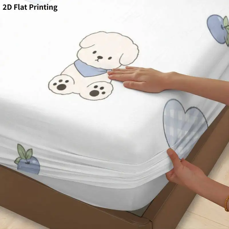 3Pcs Bearhearts Fitted Sheet Three Piece Set (1*Fitted Sheet + 2*Pillowcases, Coreless), Bedding Set.