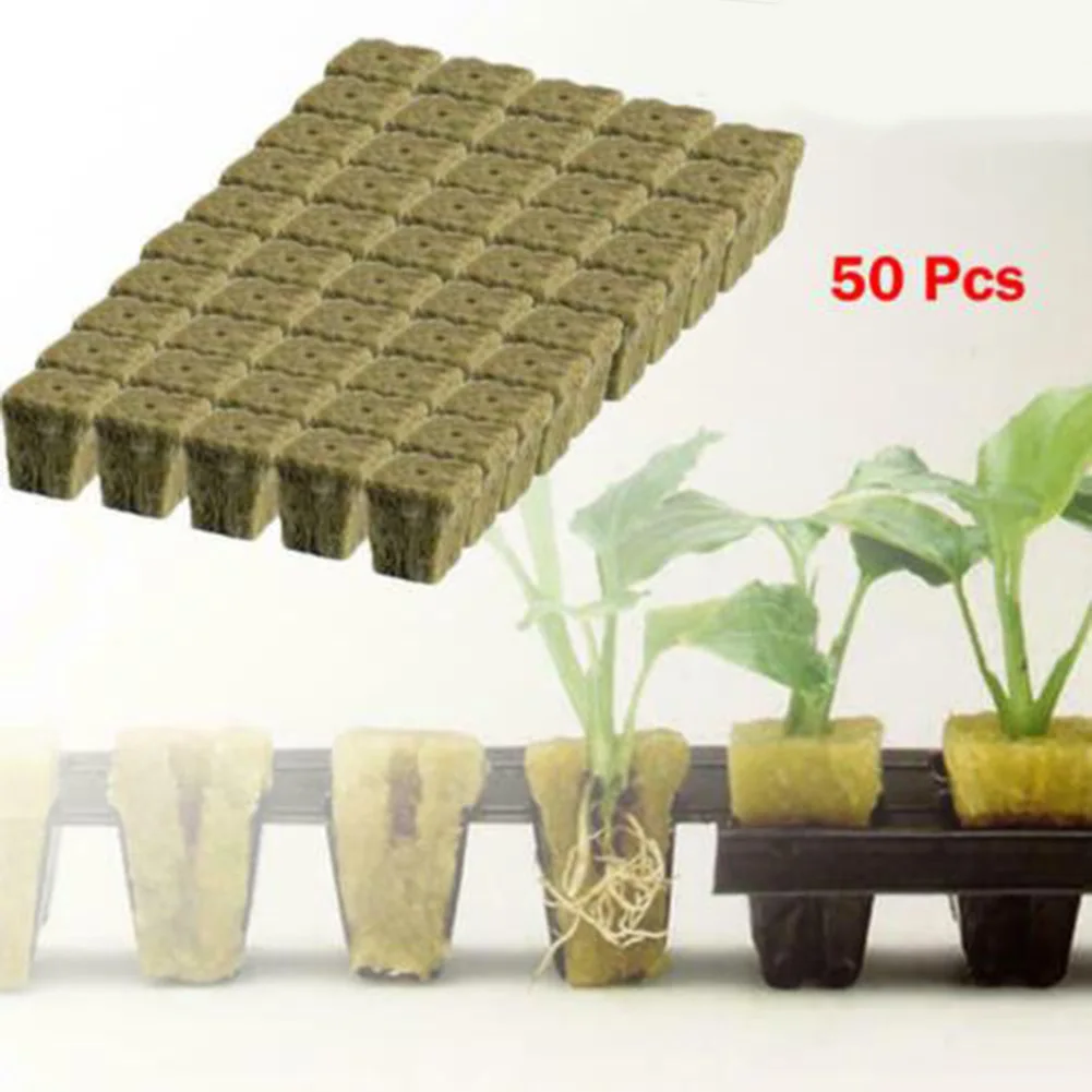 

50/100Pcs Starter Block Plugs Grow Tray Wool Cubes Hydroponic Soilless Starting Rock Cultivation Planting Blocks Cube