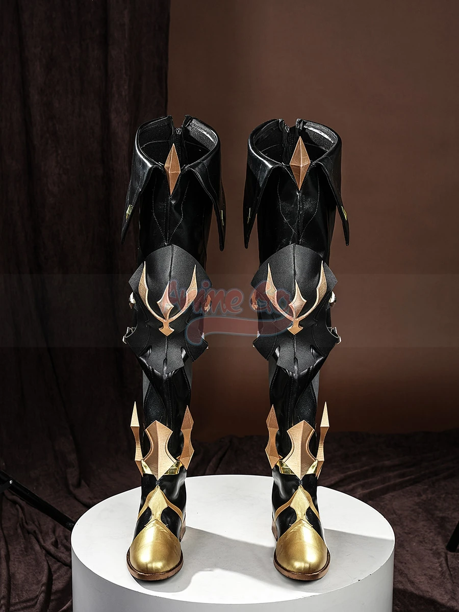 Genshin Impact Varka 코스프레 부츠 남성 역할 놀이 신발 무릎 패드 및 발목 액세서리 포함