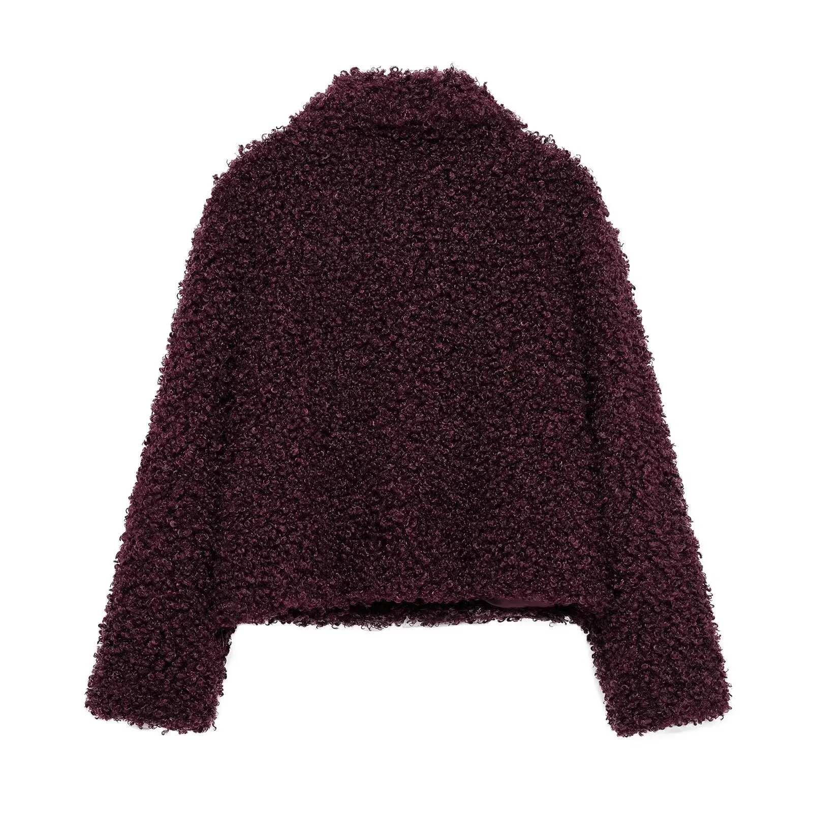 Damenmode, Street-Style, einfarbig, langärmelig, Revers, einreihig, 2024, Winter, gepolstert, warm, Teddy-Jacke