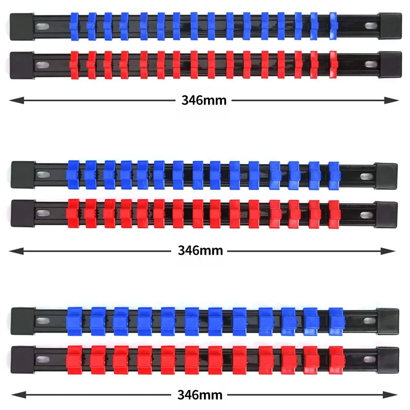 6 sztuk ABS uchwyt kluczy nasadowych regulowany Finisher 1/4 3/8 1/2 przechowywanie do montażu przesuwne stojak uchwyt tulei Rail Rack Tool