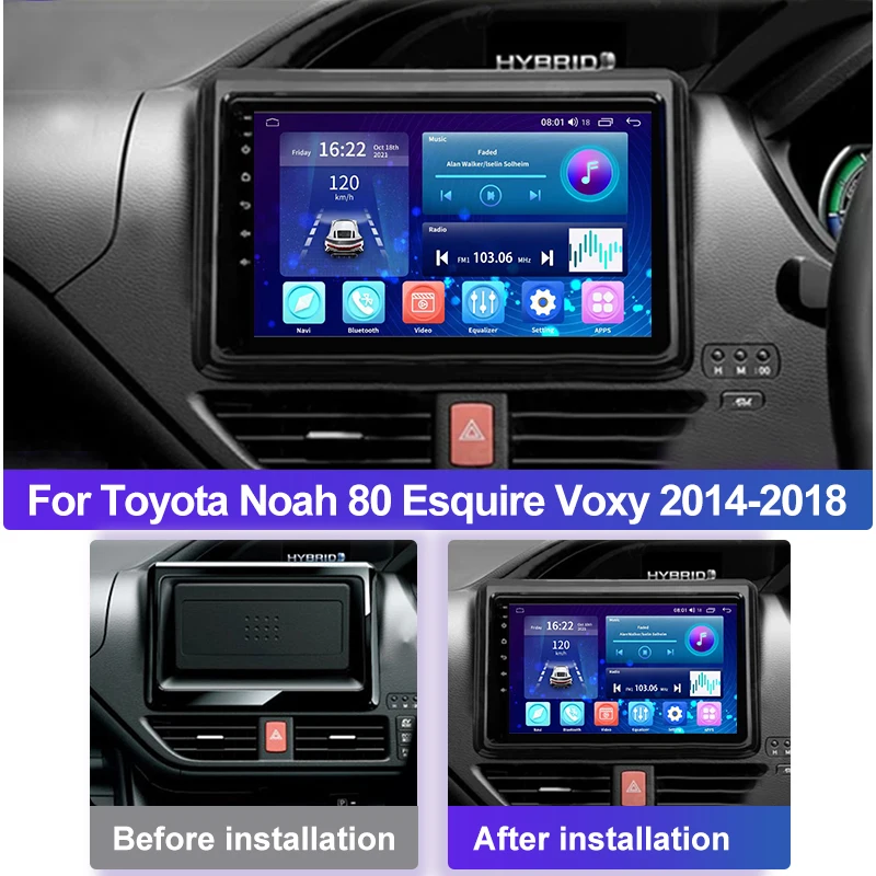 For Toyota Noah 80 Esquire Voxy 2014-2018 Android Carplay Car