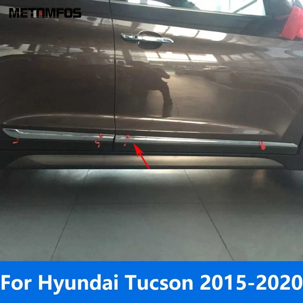 For Hyundai Tucson 2015-2017 2018 2019 2020 Chrome Door Side Line Strip Body Skirt Molding Trim Sticker Accessories Car Styling