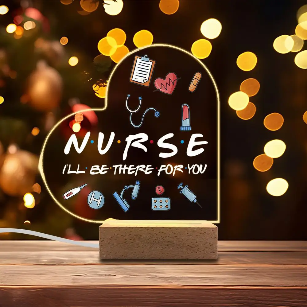 1 قطعة ملحقات التصوير الفوتوغرافي المضيئة من الأكريليك ، قاعدة USB ، هدية الممرضة ، تماثيل ديكور مكتب القلب #3