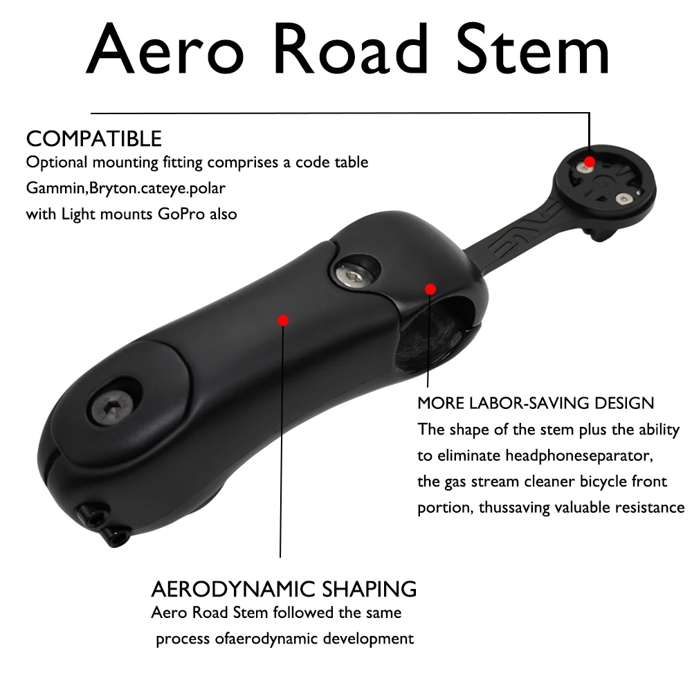 EN--Aero Road Stem T1000 Carbon 31.8mm Handlebar Clamp 3-Degree Adjust，suitable for road handlebars and bicycle handlebar stems