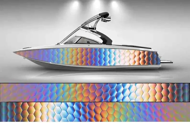 Iridescent Gorgeous Scales Graphic Charming Boat Sticker Vinyl Ship Pontoon Deck Boat Fishing Decorative Pontoon Boats Decal