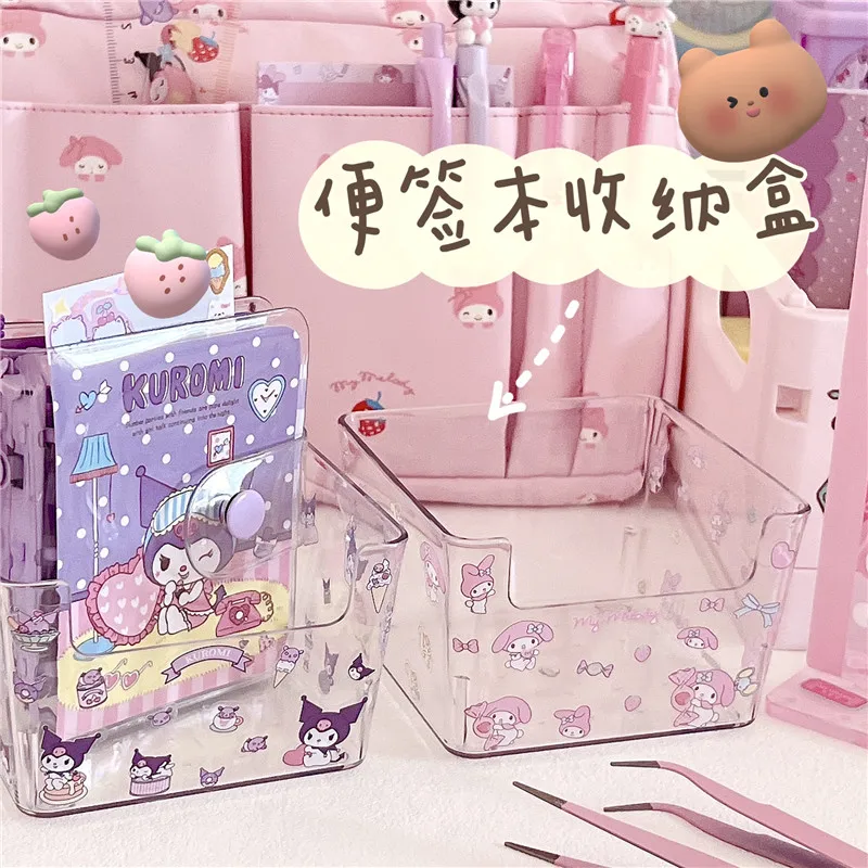 Esktop Transparent Notepad Storage Box Small Box Kuromi Melody Box