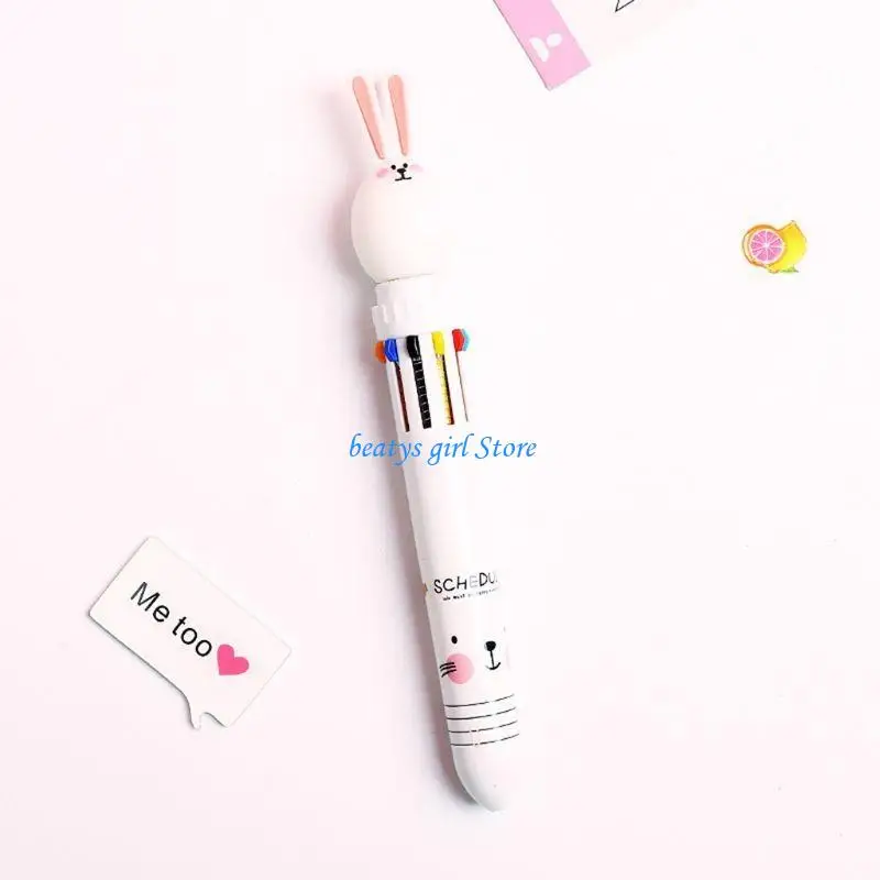 

C7AB 10 Color 0.5mm Cartoon Rabbit Ballpoint Pen Press School Office Supplies A