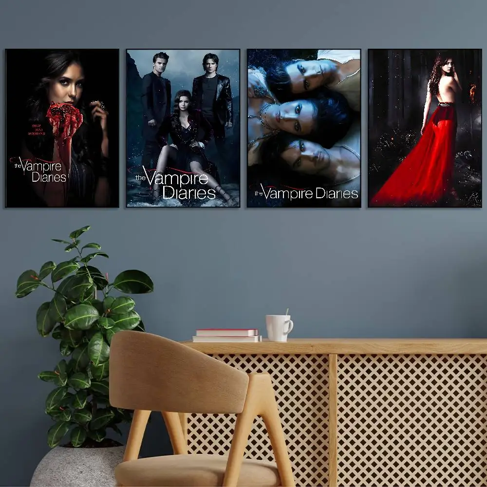 Classic Movie The Vampire Diaries Poster Gallery Prints Self Adhesive Home Decor Decoration Wall Decals Living Room Sticker