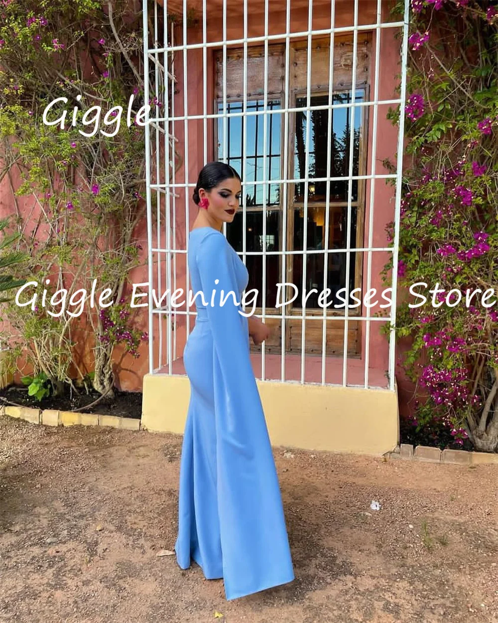 Giggle Crepe Mermaid V-neck Ruffle Formal Elegant Prom Gown Floor Length luxury Evening Pretty Party Dresses for Women 2023