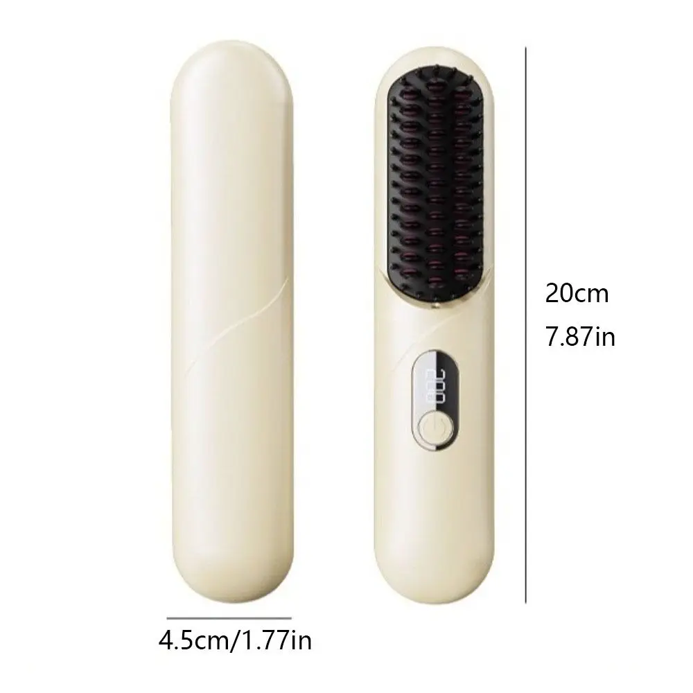 Wireless Hair Straightener Brush 4000mah Curly/straight Hair Dual Use Electric Straightening Comb Heated USB Rechargeable
