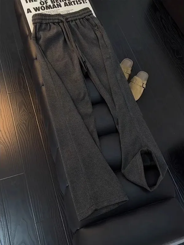 

Thiened Corduroy Wide Leg Sweatpants Men's Autumn Winter American Straight Casual Pants Old Money Patterned Trousers