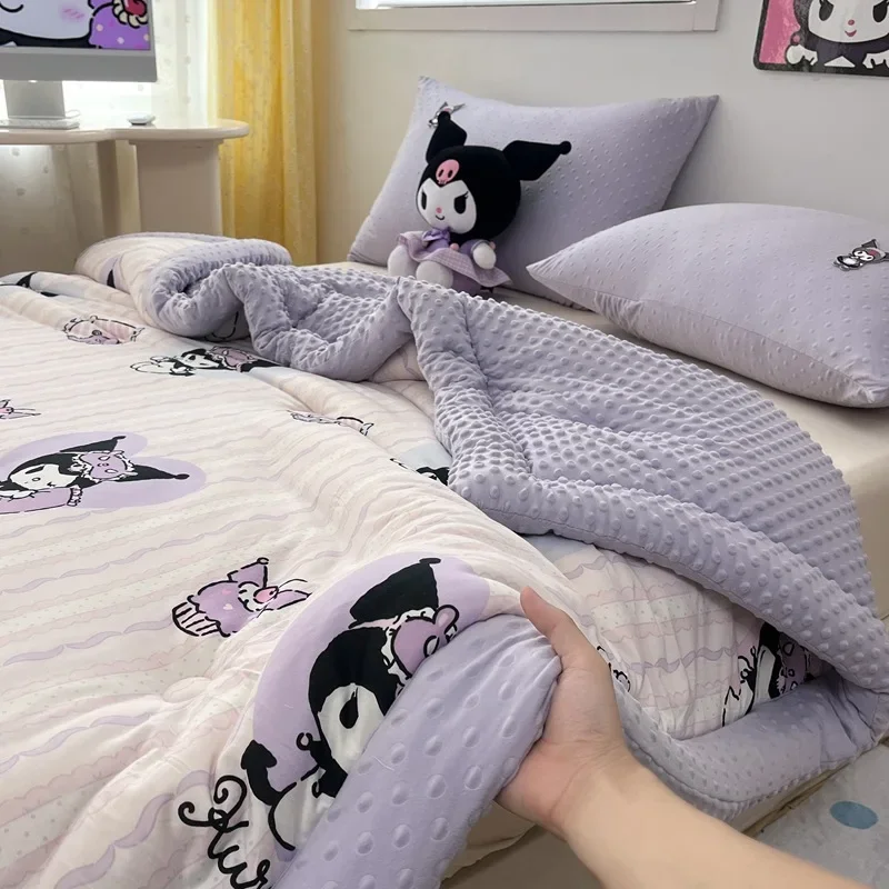 New Sanrio Autumn/Winter Children's Knitted Cotton Bean Quilt with Winter Thickened Cartoon Quilt Warmth Winter Gift for Girls