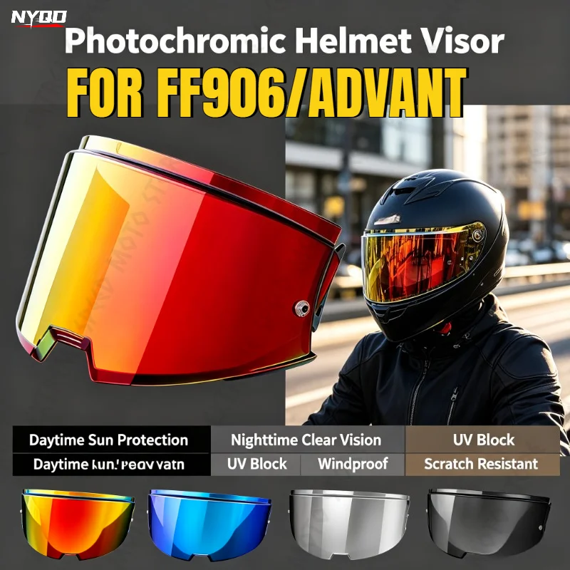 FOR Backflip Helmet FF906/ADVANT Helmet Color-changing Lenses Day and Night Sun Protection Windshield