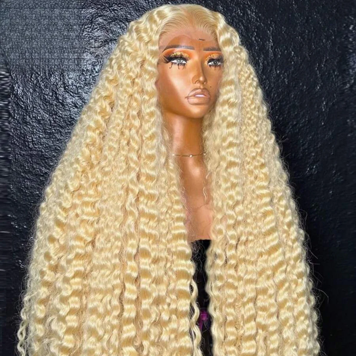 613 Deep Wave 13x4 HD Transparent Lace Frontal Human Hair Wigs Long Blonde 200% Density 613 Pre Plucked With Baby Hair for Women