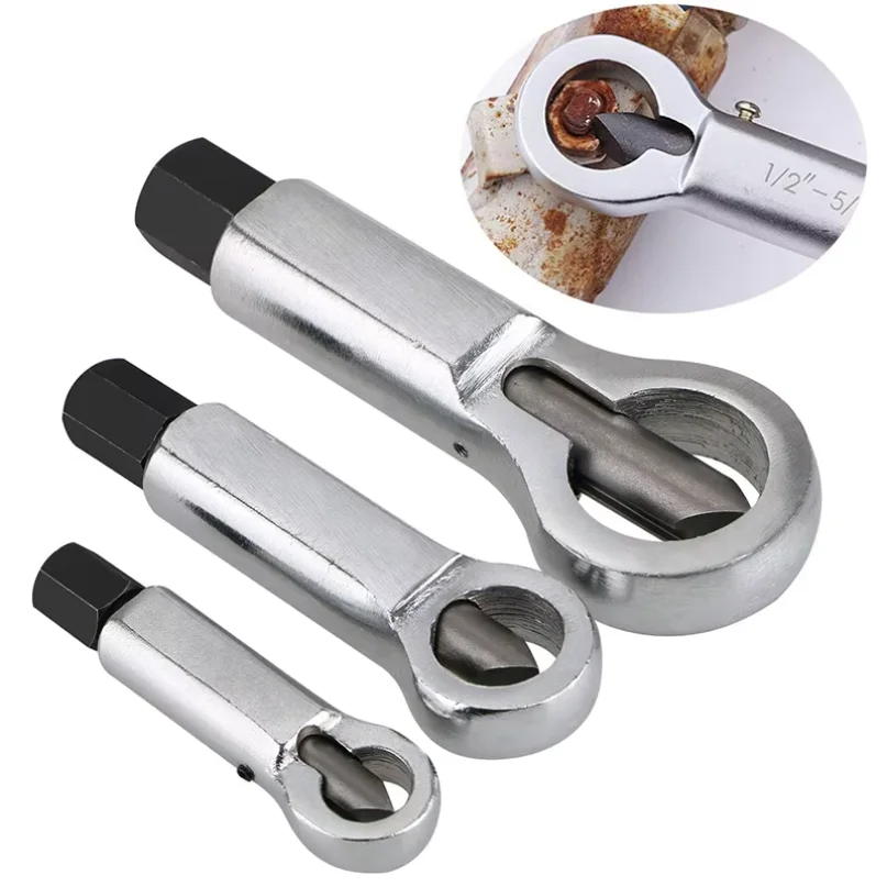 Rusty Nut Separation Wrench Damaged Screw Nut Splitter Remover Spanner Remove Cutter Tool Steel Wrench Hex Extractor Tools