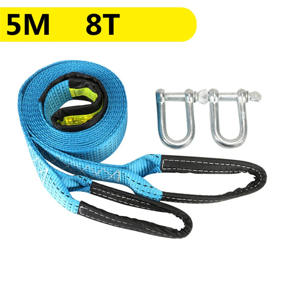 

Tow Cable Car Towing Rope 3/4/5M 8 Tons with Hooks High Strength Nylon for Heavy Duty Car Emergency