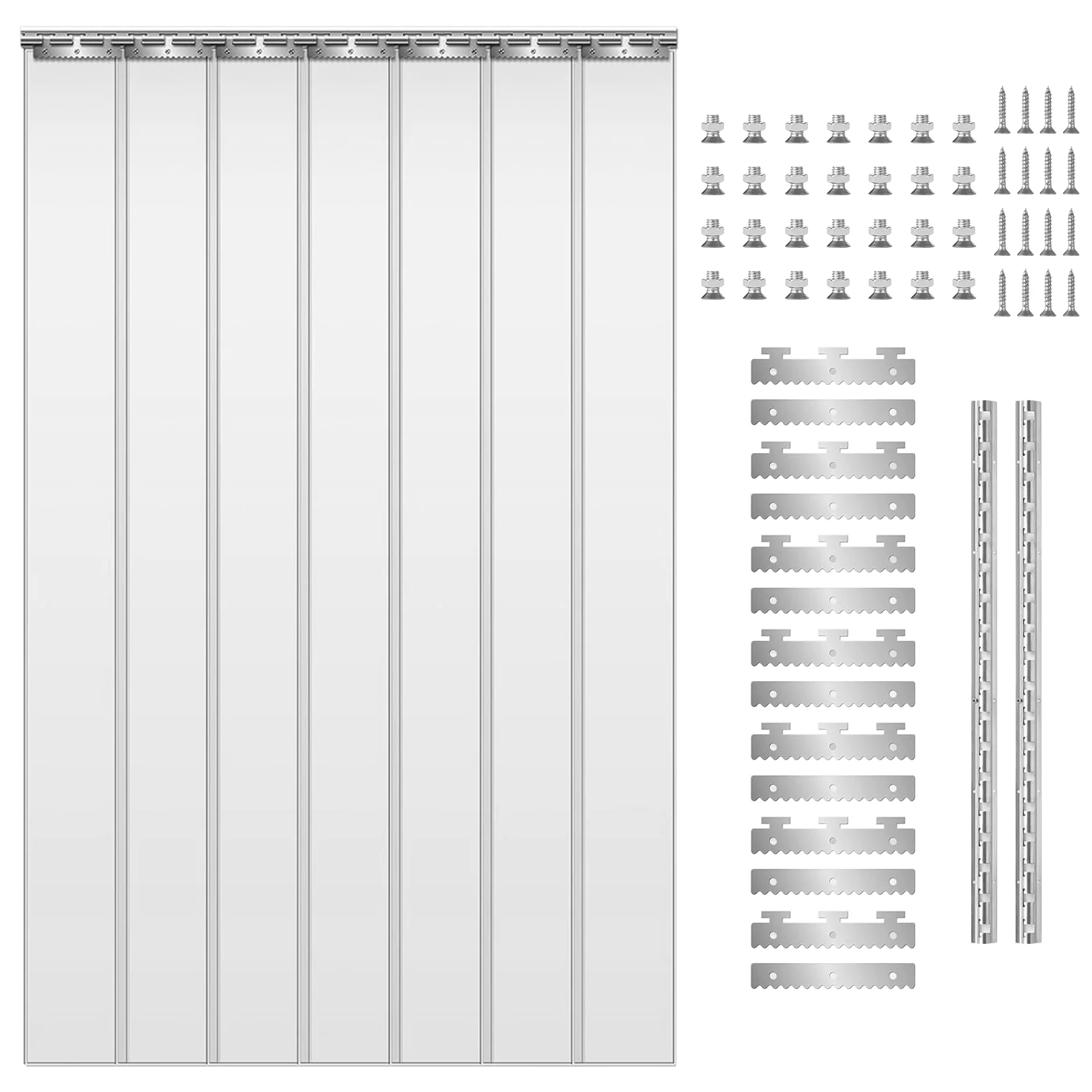 PVC-Lamellenvorhang, 7-teiliger Transparenter PVC-Streifenvorhang, Winddicht, Wasserdicht für Räume, Geschäfte, Supermärkte, Kühlräume – Detail 27