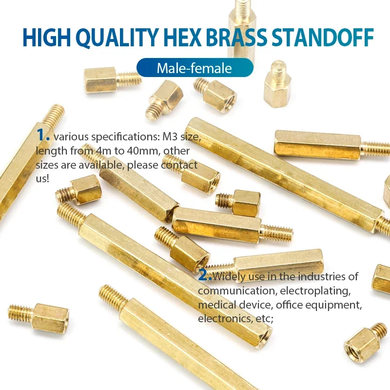 20/50pcs Hex Brass Standoff Spacer Screw Thread M3*L+6mm Pillar PCB Computer PC Motherboard Male to Female Standoff Spacer