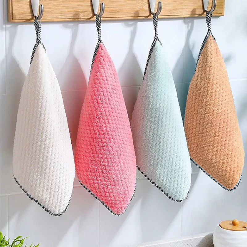 Kitchen Towels Dishcloths Microfiber Towels Absorbent Kitchen Cleaning Cloth Non-Stick Oil Thickened Table Cleaning Cloth