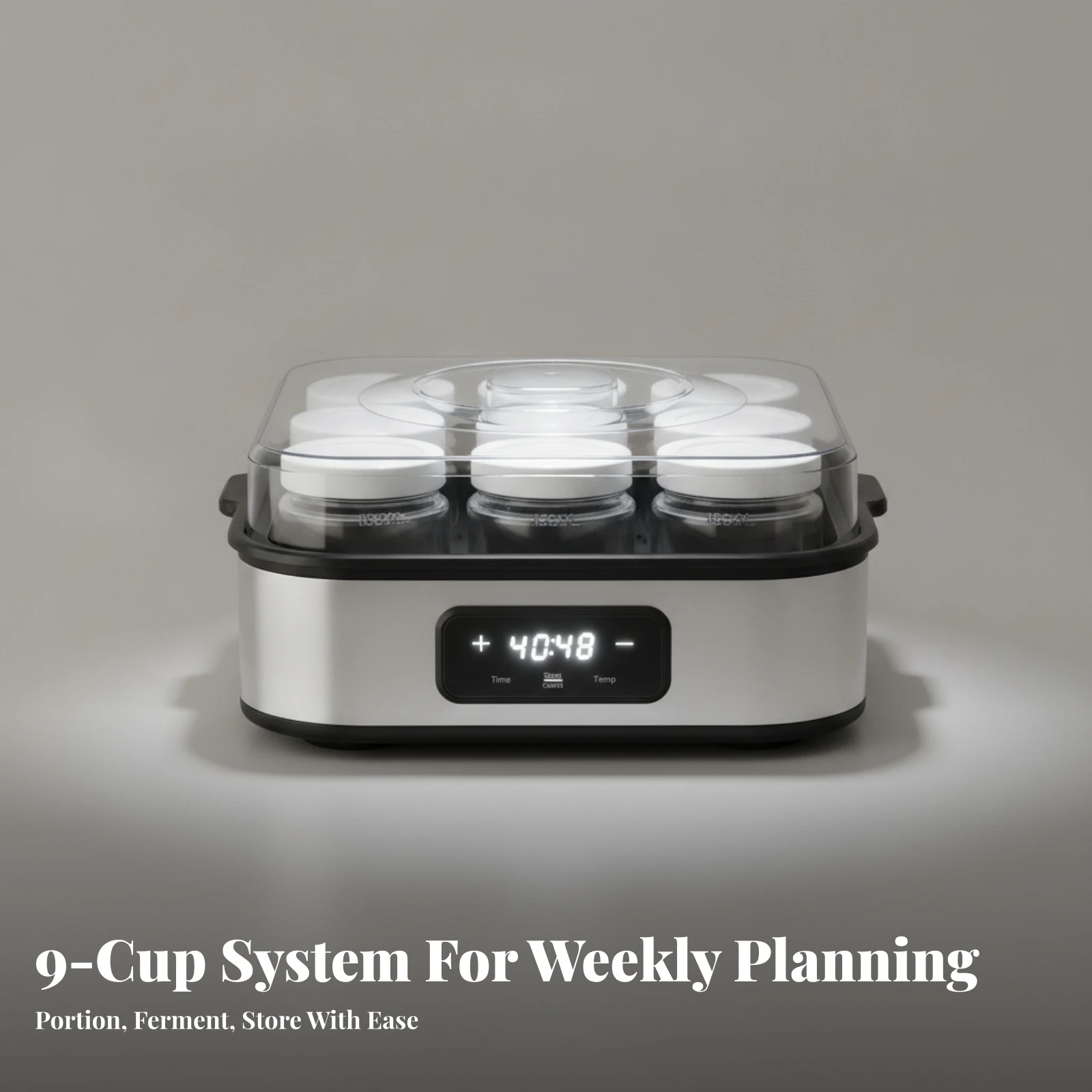 Yogurt Maker with Jars Stainless Steel Digital Yogurt Maker Countertop Smart for Families, Kitchen
