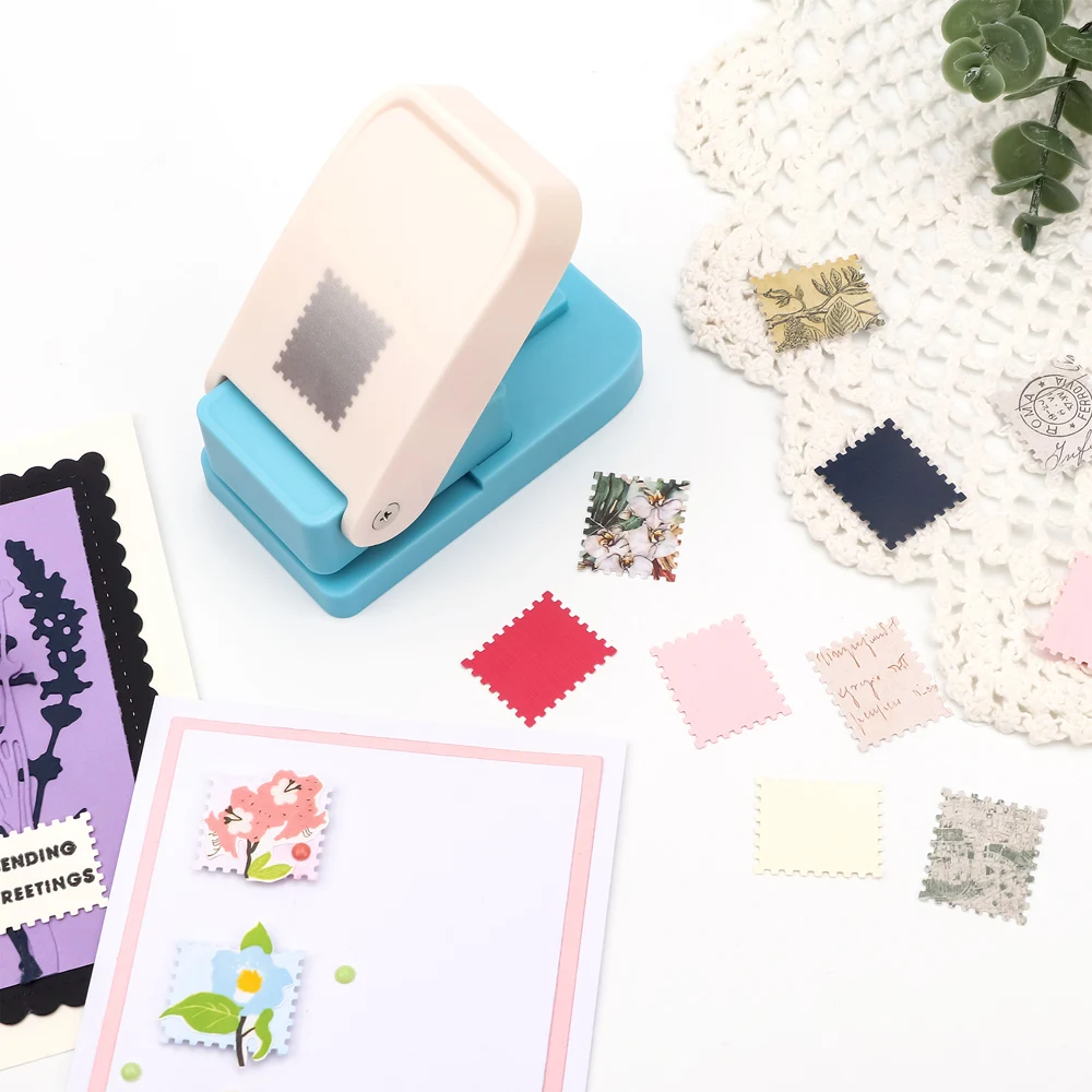 

1X0.8Inch Rectangular Postage Stamp Punch Diy Scrapbook Paper Card Craft Supplies Lever Action Craft Punch Stamp Embossing Tool