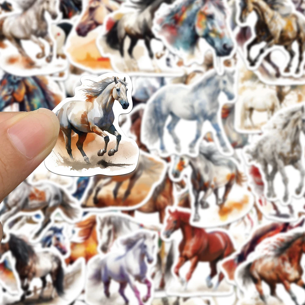 10/30/60pcs Cartoon Animal Horse Equestrianism Graffiti Stickers Decal Laptop Skateboard Motorcycle Phone Car Waterproof Sticker