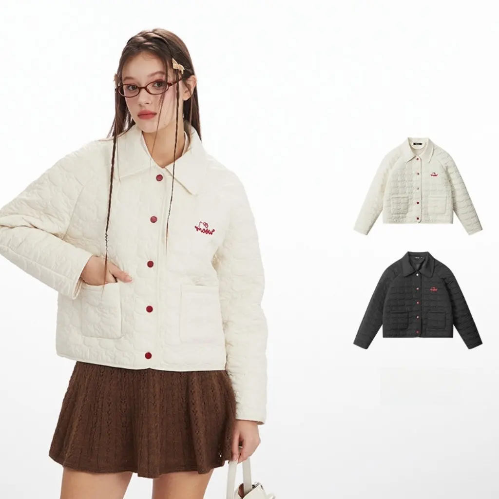 

HeyHenry Women's Retro Cotton-Padded Jacket Thick Embroidered Style European American Winter Casual Outerwear