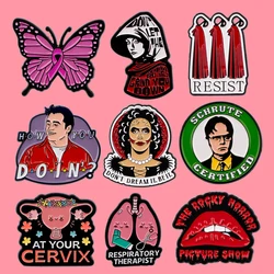Pink Butterfly Enamel Pins Cartoon Character Pin Women's Brooches Badge on Backpack Costume Accessories Fashion Jewelry Gifts