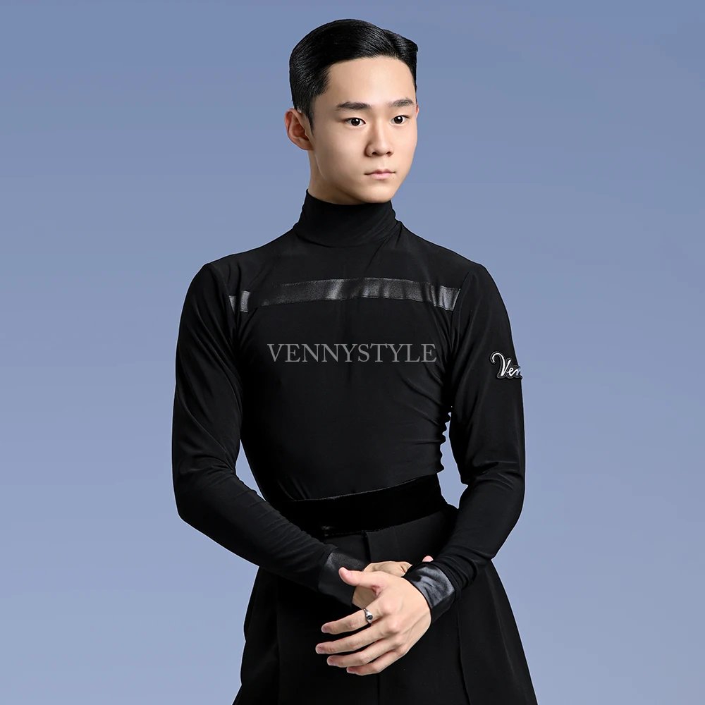 Vennystyle Latin dance practice dress Long sleeve high neck boys ballroom dance basic practice dance dress