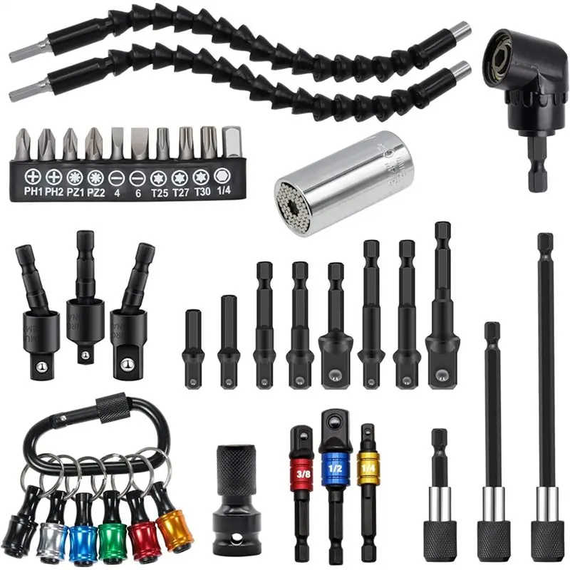 aaaf-flexible-drill-bit-extension-kit-38pcs-105°-right-angle-drill-hex-socket-adapter-bit-holder-screwdriver-bits