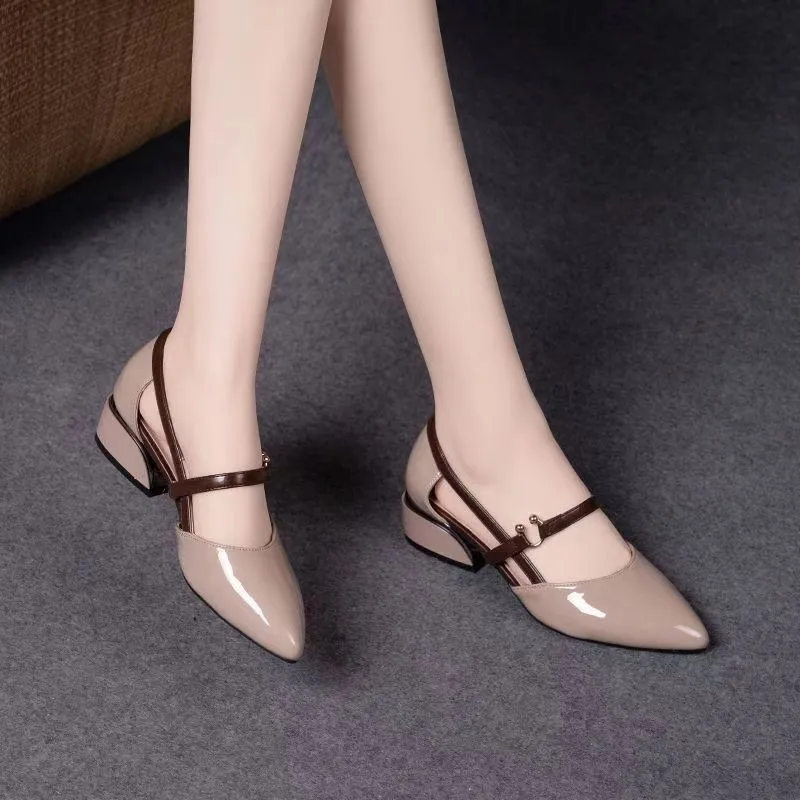 

Leather Loafers Sandals 2025 New Women'S Shoes With Patent Leather Women'S Soft Leather Pedal Women'S Shoes.