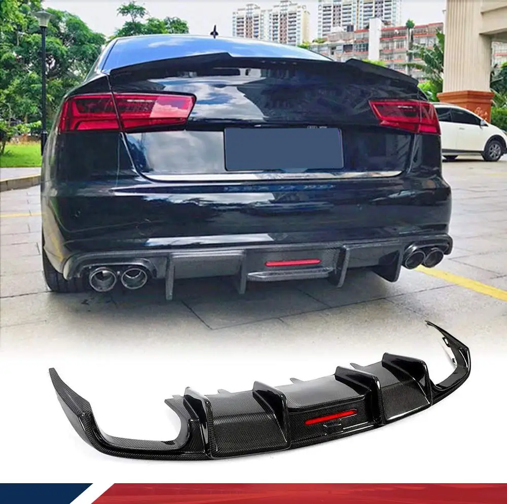 Car A6 S6 C7.5 Real Carbon Fiber Diffuser Rear Bumper Lower Lip Spoiler Body Kits for A6 S6 C7.5 2016 2017 2018