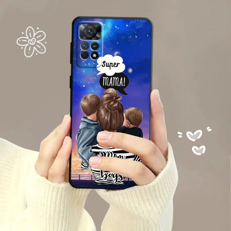 Phone Case For Xiaomi Redmi Note 13 12 11T 11S 11 10 8 Pro 9 9S 8T for Mi 10 9A 9C 10C K40 Woman Girl Super Mom Baby Cover