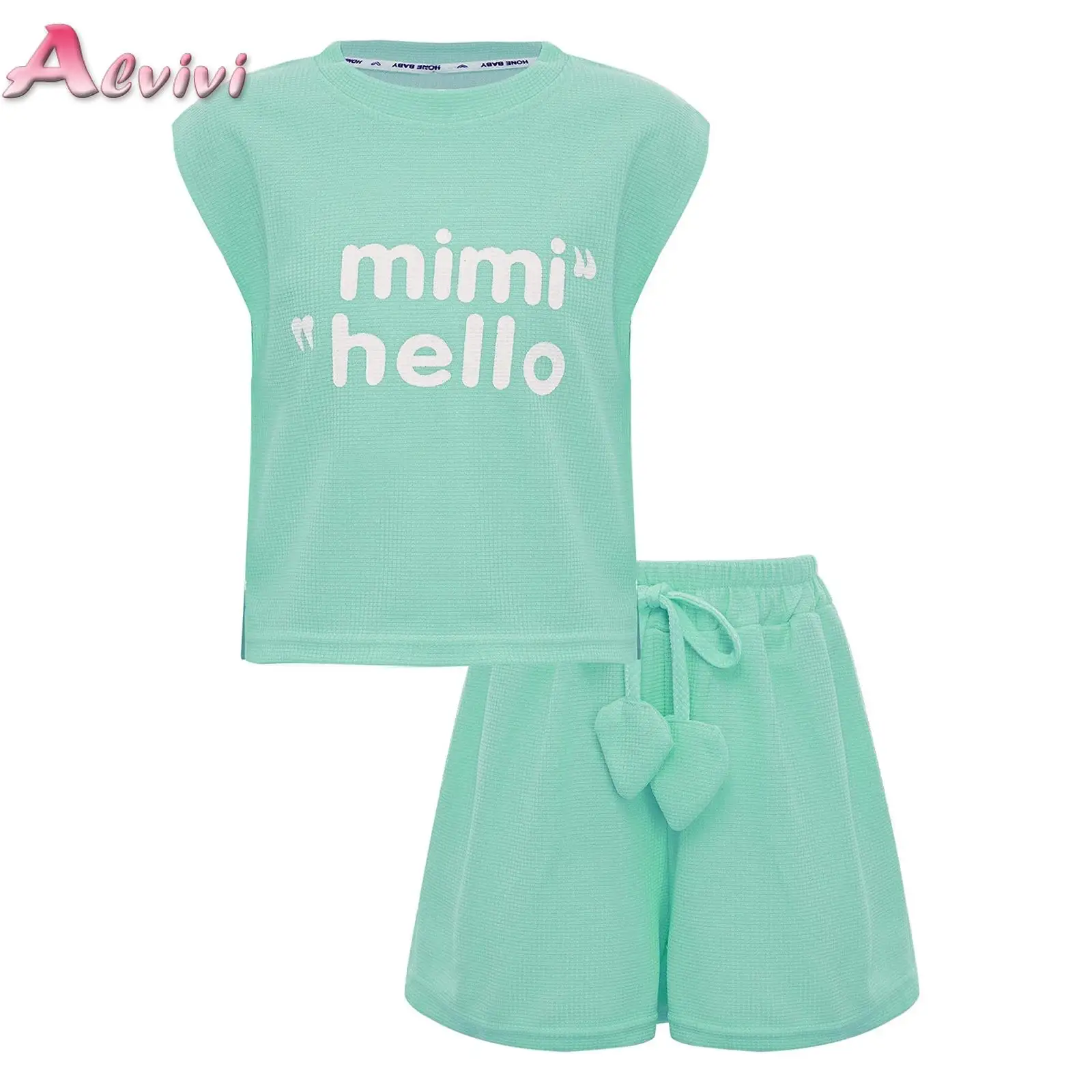 

Kids Girls Sportswear T-Shirt and Shorts Set Letter Print Loose Clothing Sets Sleeveless Top and Shorts for Outdoor Activities