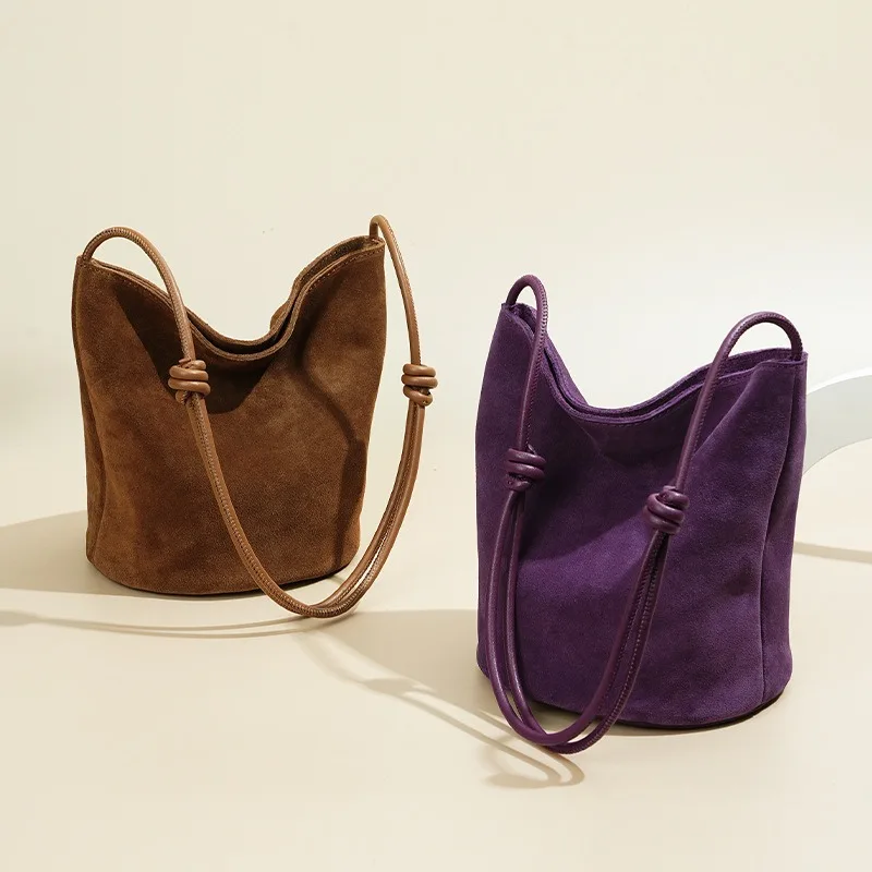 حقائب كتف من الجلد الطبيعي للنساء من جلد الغزال الناعم وحقائب يد للسيدات #6