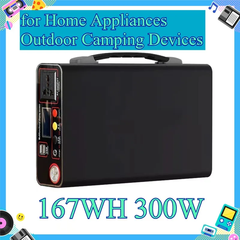 167WH 300W Home Emergency Backup Energy Storage Power Supply for Home Appliances Outdoor Camping Devices