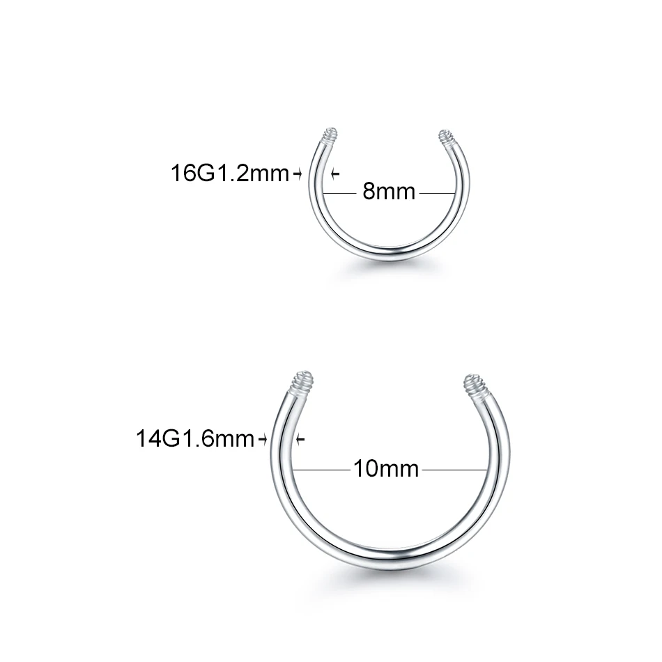 100pcs/lot Screw Circular Barbell Parts Horseshoe Rings Bar Post Only No Ball 14G 16G Replacements Accessories Piercing Jewelry