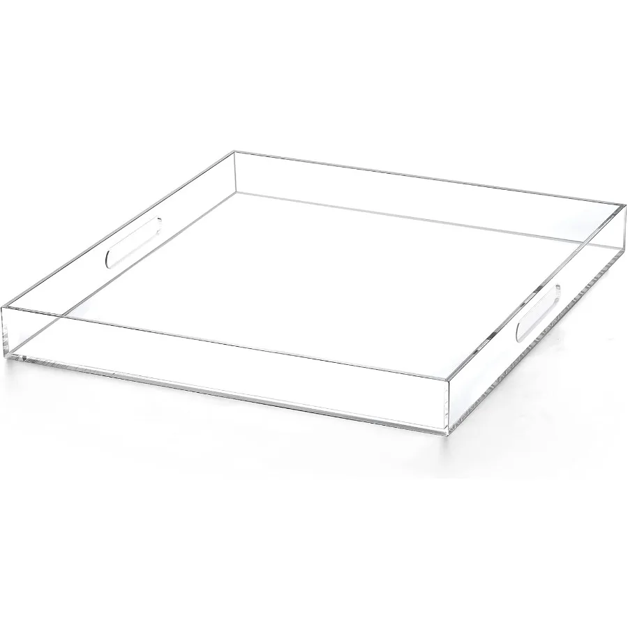 

Прозрачный акриловый османский поднос с вырезанными ручками, 20x20 дюймов, органайзер для сервировки, резиновый поднос для ботинок, декоративный для Liv